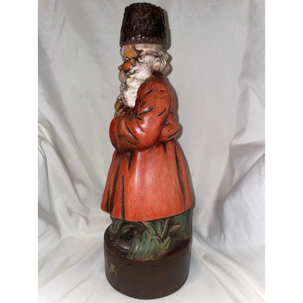 Vintage Russian Figure Vodka Decanter Ceramic Hand Painted Barware Collectible